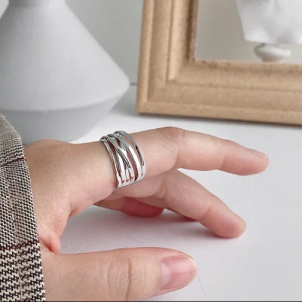 🌙Minimalist open  Sterling silver ring - Picture 3 of 6